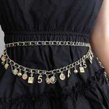Multi-layer Leather Woven Belts for Women Waist Chain Metal Tassel Multi-element Pendant Belts Cloth Accessories