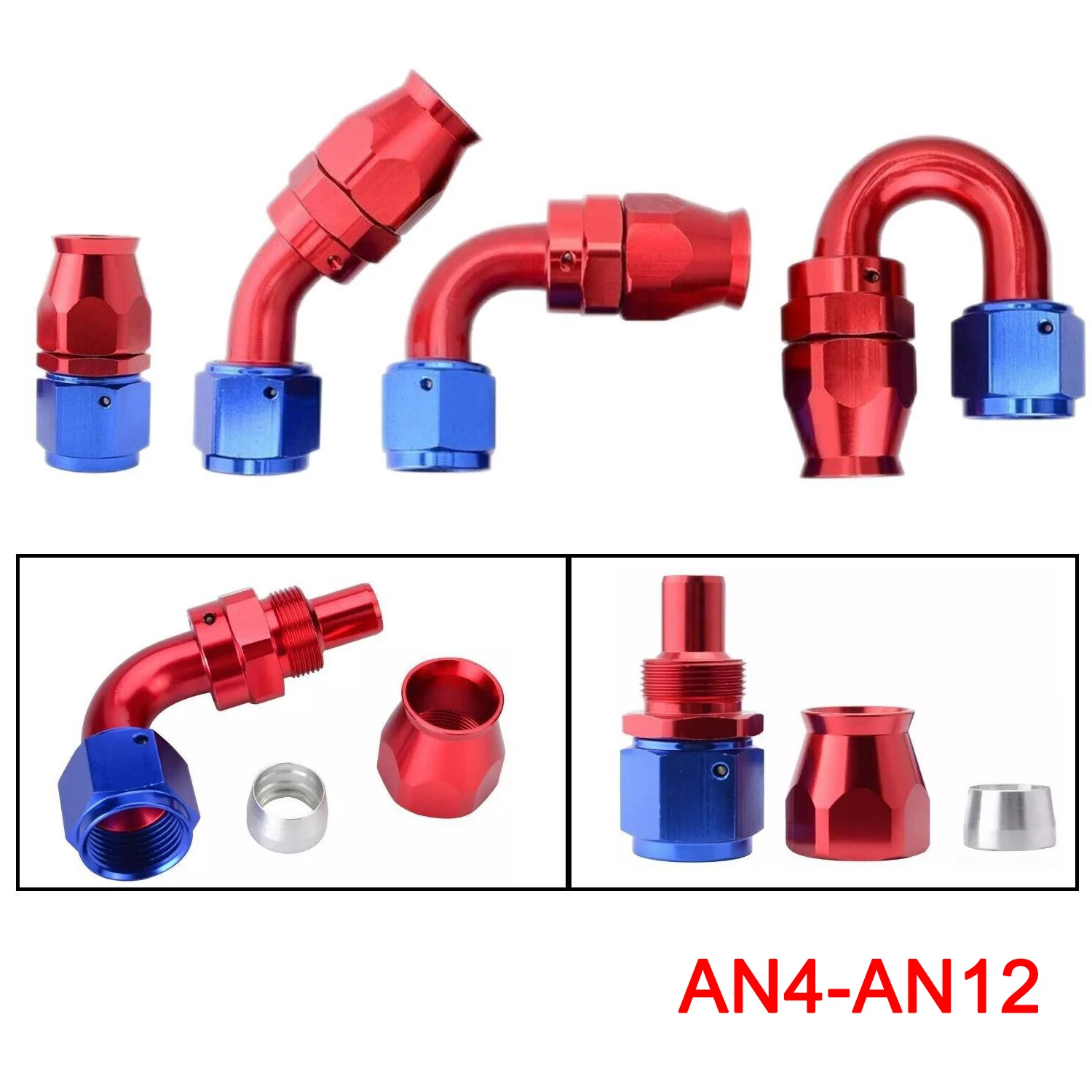 AN4/AN6/AN8/AN10/AN12 Straight 45 90 180 Degree PTFE Hose End Fitting Adapter for Oil Fuel Gas Hose Line
AN4/AN6/AN8/AN10/AN12 Straight 45 90 180 Degree PTFE Hose End Fitting Adapter for Oil Fuel Gas Hose Line