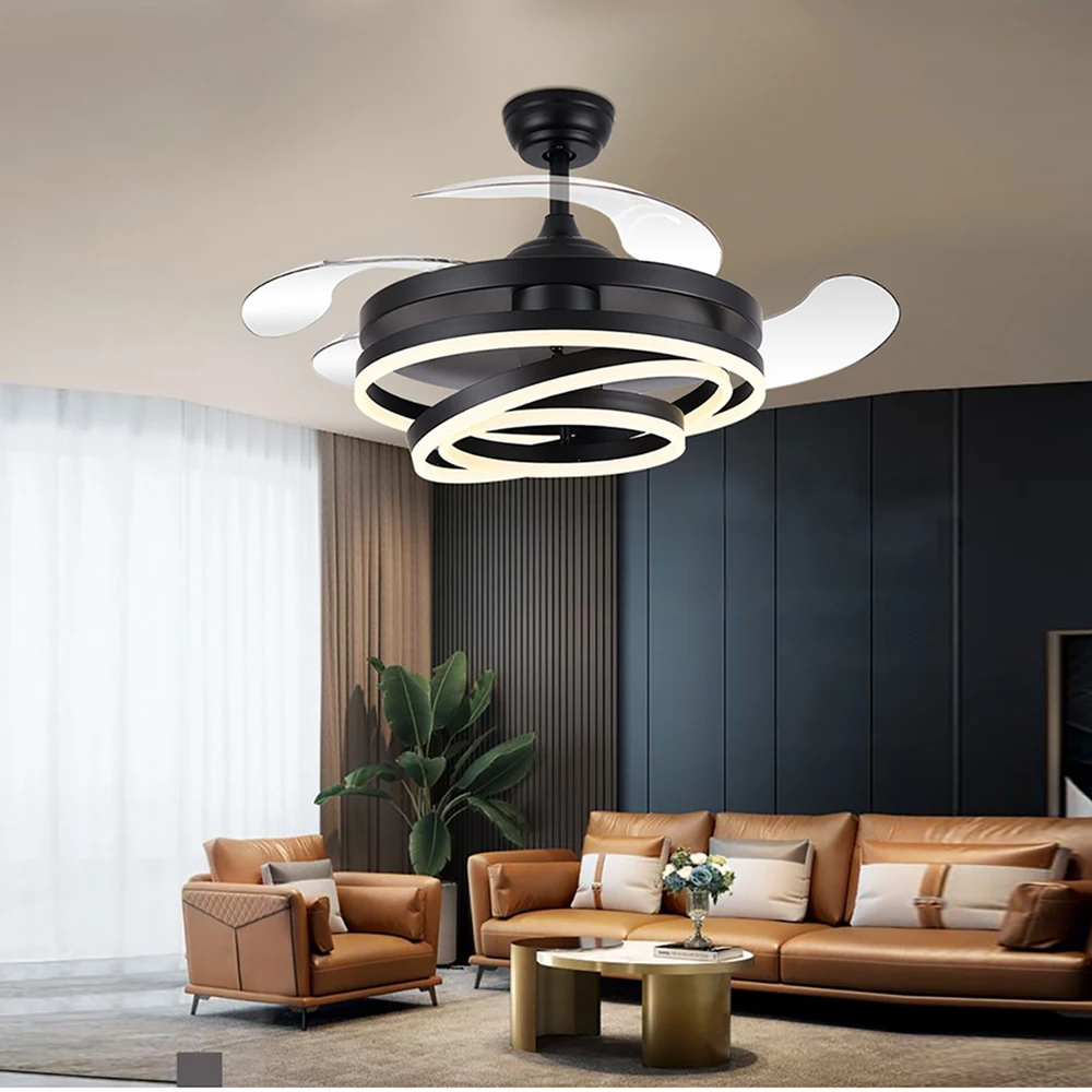 Ceiling Fans Modern Intelligent LED Ceiling Fans with 4 Retractable Blades Led Light With Remote Control Dimmable for Bedroom
Ceiling Fans Modern Intelligent LED Ceiling Fans with 4 Retractable Blades Led Light With Remote Control Dimmable for Bedroom