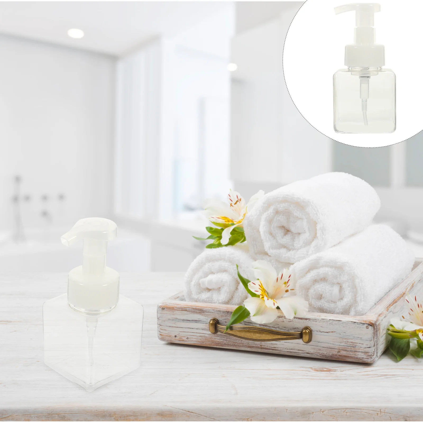 Pump Bottle Refillable Bottles Clear Press Lotion Plastic Square Shampoo Dispenser
Pump Bottle Refillable Bottles Clear Press Lotion Plastic Square Shampoo Dispenser