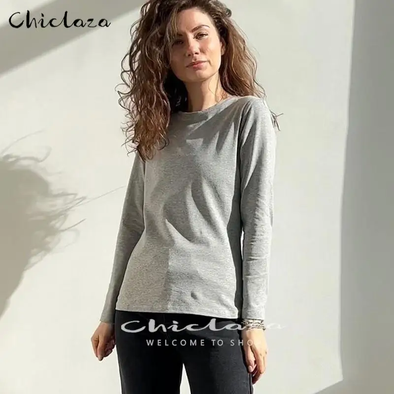 CHICLAZA Women 2022 Spring White Black Long Sleeve T-Shirt Casual Wild Solid Autumn Bottoming Tees Tops Female
CHICLAZA Women 2022 Spring White Black Long Sleeve T-Shirt Casual Wild Solid Autumn Bottoming Tees Tops Female