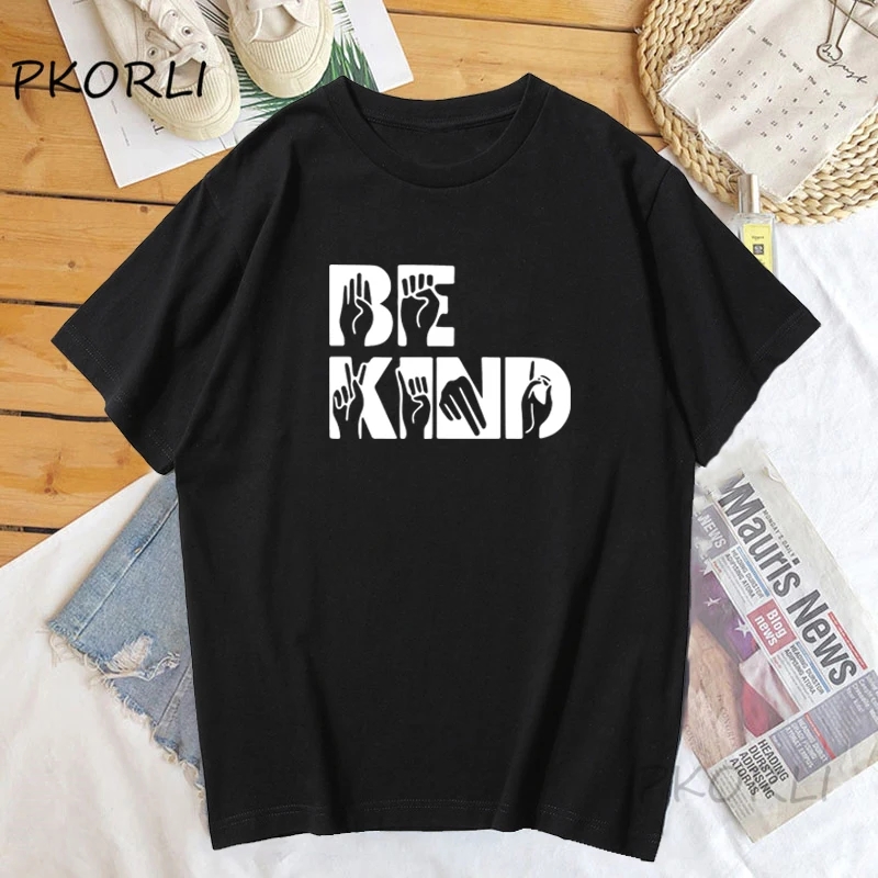 Be Kind Sign Language T Shirt Cotton Women Funny Kindness Tshirt Teacher Woman Short Sleeve T-Shirts Harajuku Summer Tops
Be Kind Sign Language T Shirt Cotton Women Funny Kindness Tshirt Teacher Woman Short Sleeve T-Shirts Harajuku Summer Tops