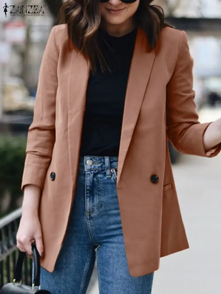 Осенний модный Блейзер ZANZEA с лацканами и воротником, Женские однотонные костюмы на пуговицах, Женская Повседневная Верхняя одежда с длинным рукавом, элегантная офисная куртка
Осенний модный Блейзер ZANZEA с лацканами и воротником, Женские однотонные костюмы на пуговицах, Женская Повседневная Верхняя одежда с длинным рукавом, элегантная офисная куртка
