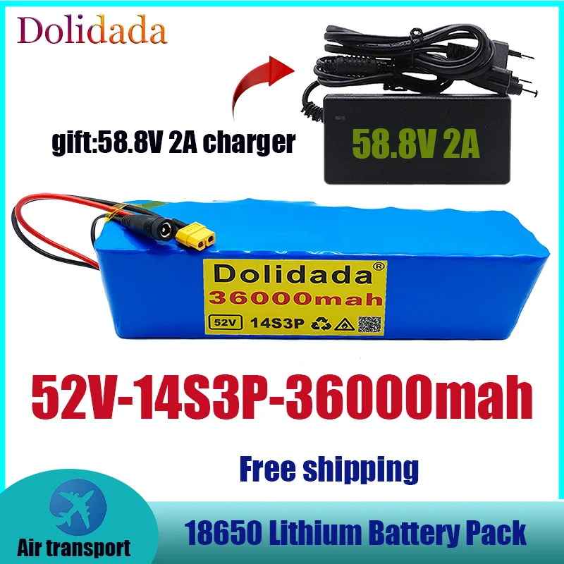 18650 5В 36000mah14S3P литиевый аккумулятор 52 в 36AH 2000 Вт Аккумулятор для электрического велосипеда встроенный 20A BMS XT60 + 58,8 в 2A зарядное устройство
18650 5В 36000mah14S3P литиевый аккумулятор 52 в 36AH 2000 Вт Аккумулятор для электрического велосипеда встроенный 20A BMS XT60 + 58,8 в 2A зарядное устройство