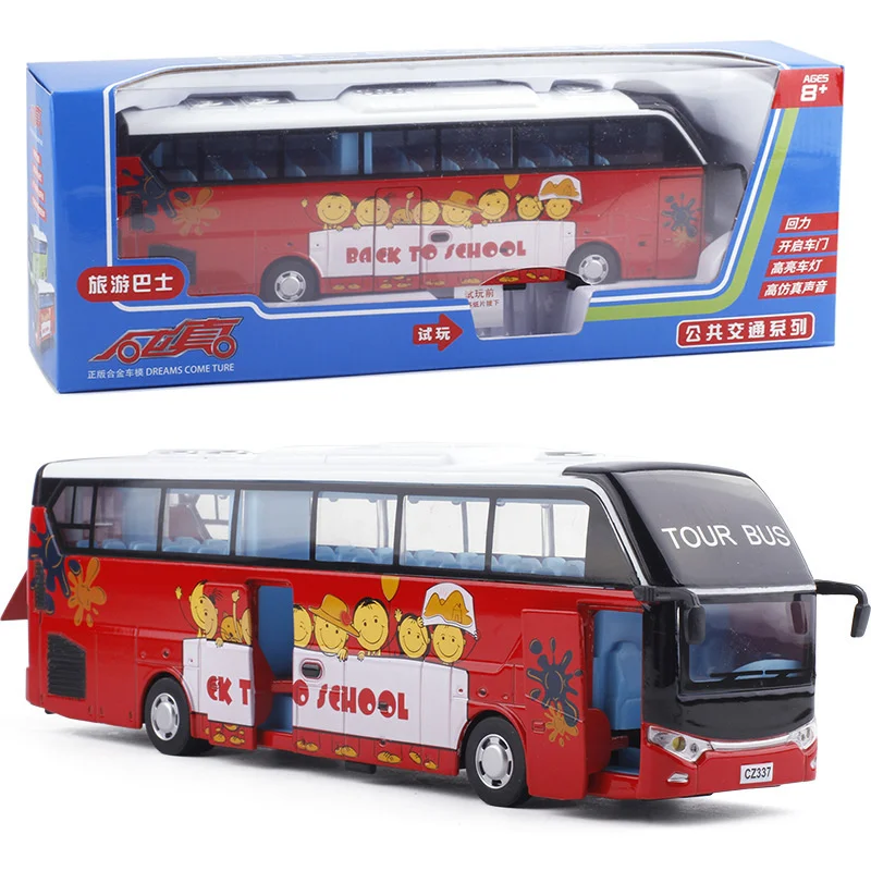 Alloy Tour Bus Model 23.5 Cm High Simulation Multiple Doors Open W/Flashing Light City Express Line #88337
Alloy Tour Bus Model 23.5 Cm High Simulation Multiple Doors Open W/Flashing Light City Express Line #88337
