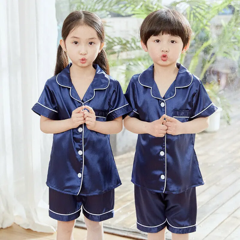 Owiter Silk Satin Pajamas Set Baby Kids Suit Short Sleeve Boys Girl Sleepwear Nightwear Summer Bathrobe Sleepping Pajamas
Owiter Silk Satin Pajamas Set Baby Kids Suit Short Sleeve Boys Girl Sleepwear Nightwear Summer Bathrobe Sleepping Pajamas