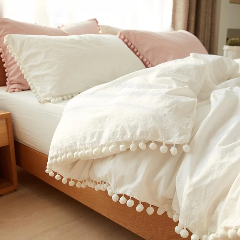 Wihte Pink Bedding Sets With Washed Ball Decorative Microfiber Fabric Queen King Duvet Cover Pillowcase Comfortable
Wihte Pink Bedding Sets With Washed Ball Decorative Microfiber Fabric Queen King Duvet Cover Pillowcase Comfortable