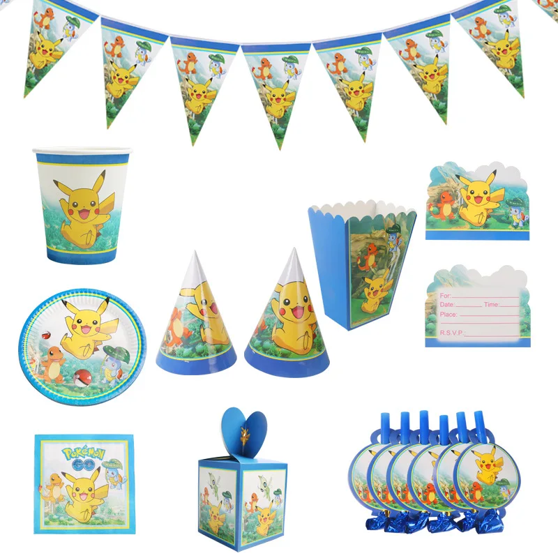 Pikachu Birthday Theme Party Set Cute Pokemon Anime Party Decoration Supplies Cup Hat Spoon Activity Kids New Year Gift 
Pikachu Birthday Theme Party Set Cute Pokemon Anime Party Decoration Supplies Cup Hat Spoon Activity Kids New Year Gift