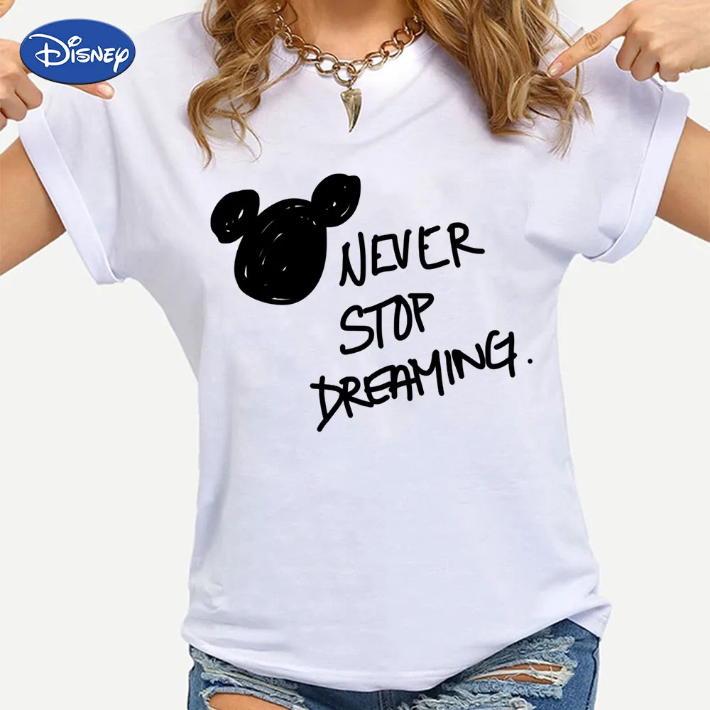 Mickey Mouse Women T-Shirt Disney Pull Never Stop Dreaming Summer Clothes Fashion 2022 Short Sleeve White Harajuku Tshirt Femme
Mickey Mouse Women T-Shirt Disney Pull Never Stop Dreaming Summer Clothes Fashion 2022 Short Sleeve White Harajuku Tshirt Femme