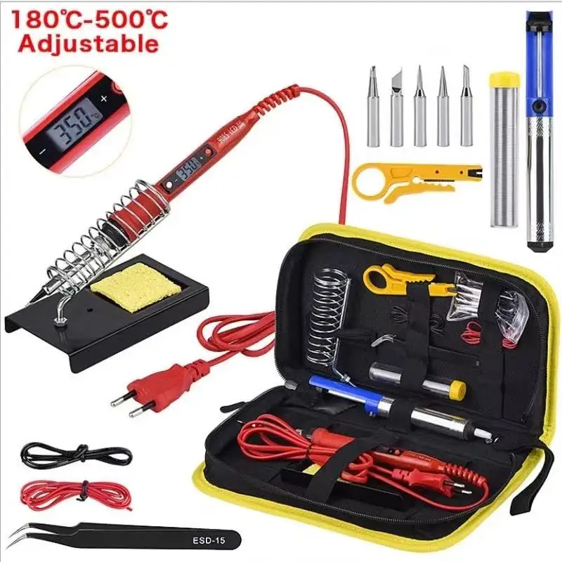 JCD 80W Soldering iron kit adjustable temperature 220V LCD solder welding tools Ceramic heater soldering tips Desoldering Pump
JCD 80W Soldering iron kit adjustable temperature 220V LCD solder welding tools Ceramic heater soldering tips Desoldering Pump