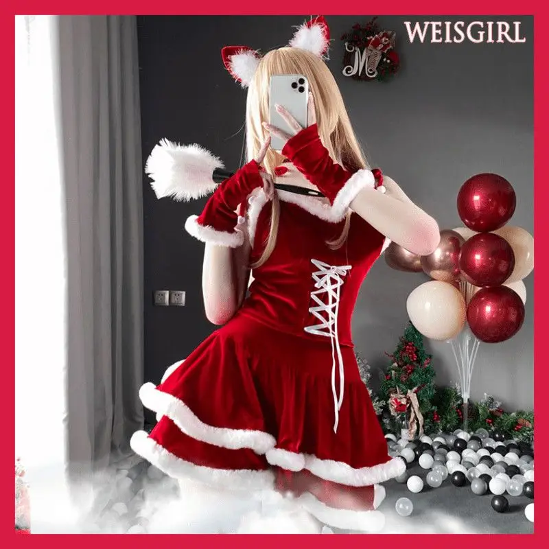 5Pcs Set Plush Trim Christmas Sexy High Waist Skirt Cute Cartoon Cosplay Costumes Jk Uniform Girls Evening Christmas Red Dresses
5Pcs Set Plush Trim Christmas Sexy High Waist Skirt Cute Cartoon Cosplay Costumes Jk Uniform Girls Evening Christmas Red Dresses