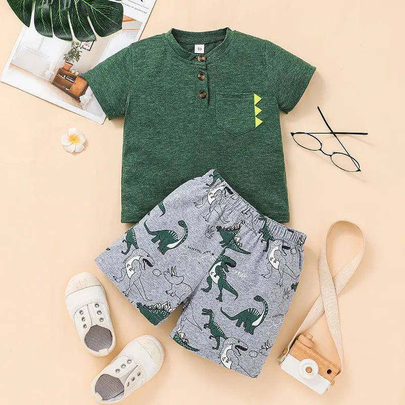 Toddler Summer Boy Clothes for Children From 2 to 5 Years Cartoon Dinosaur T-shirts Tops and Shorts 2PCS Kids Bebes Tracksuits
Toddler Summer Boy Clothes for Children From 2 to 5 Years Cartoon Dinosaur T-shirts Tops and Shorts 2PCS Kids Bebes Tracksuits