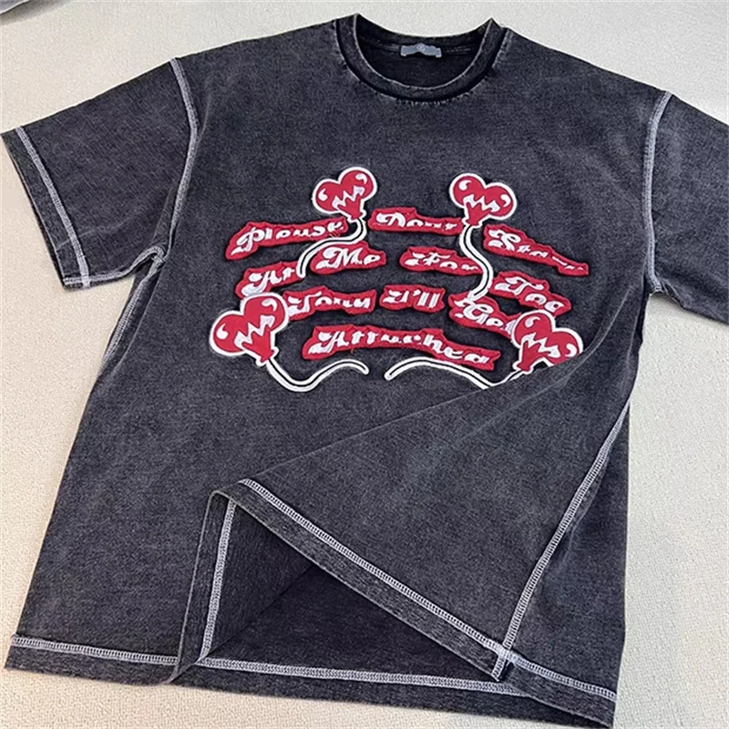 Summer New Embroidery Sticker Letter Retro Old Super Large T-Shirt Men's And Women's Round Neck Hip Hop Short Sleeve
Summer New Embroidery Sticker Letter Retro Old Super Large T-Shirt Men's And Women's Round Neck Hip Hop Short Sleeve