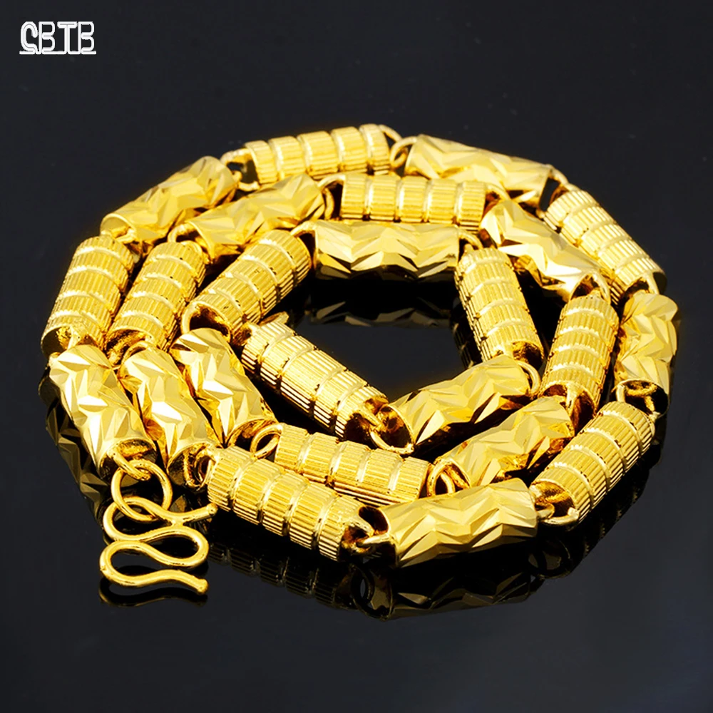 Vietnam Sand Gold Necklace 8mm Cylindrical Necklace Solid Brass Necklace 24K Gold Plated Men's Necklace Jewelry Wholesale 
Vietnam Sand Gold Necklace 8mm Cylindrical Necklace Solid Brass Necklace 24K Gold Plated Men's Necklace Jewelry Wholesale