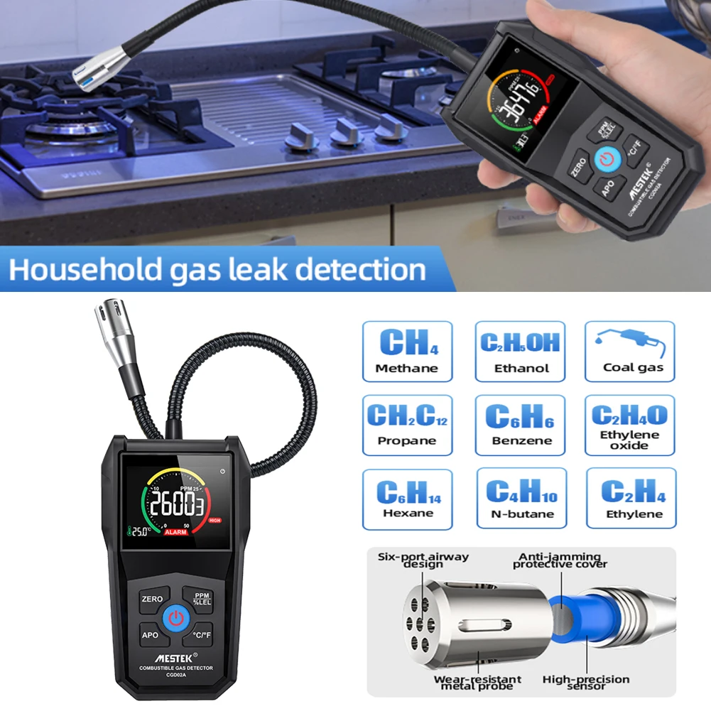 50000 PPM 100% LEL Gas Leak Detector Metal Probe CGD02A Combustible Gas Analyzer Portable Gas Sniffer Like Methane Butane Hexane
50000 PPM 100% LEL Gas Leak Detector Metal Probe CGD02A Combustible Gas Analyzer Portable Gas Sniffer Like Methane Butane Hexane