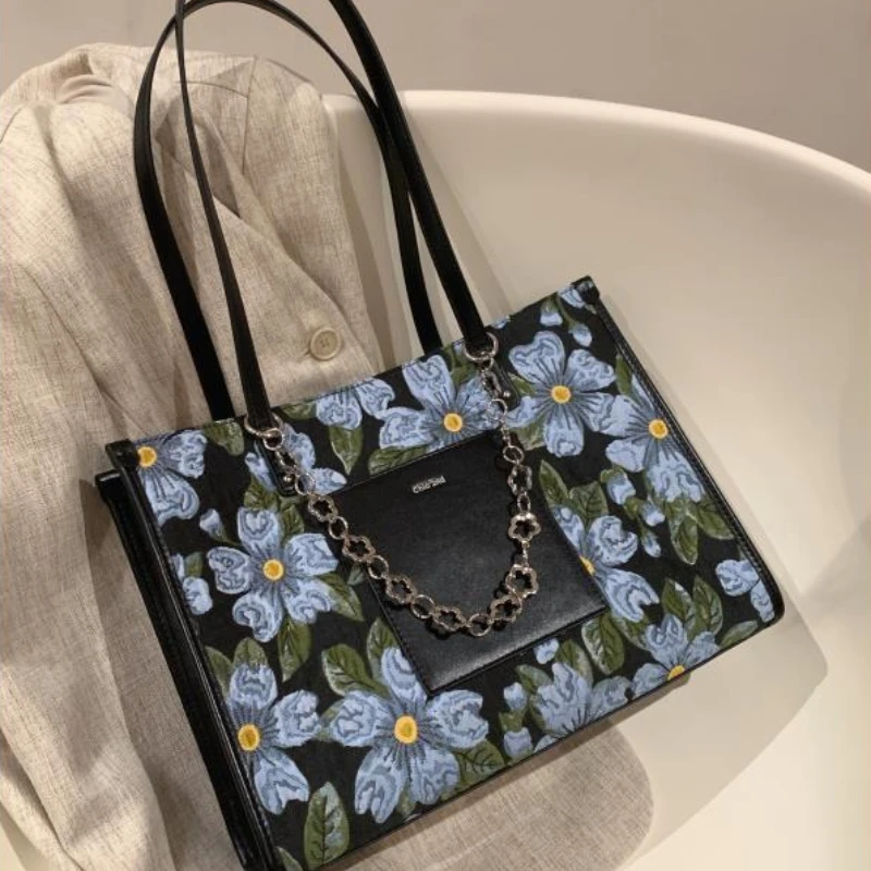 Xiuya Fashion Large Capacity Shoulder Bag Flower Print Letter Chain Pu Leather Handbag New Garden Style Vintage Elegant Tote Bag
Xiuya Fashion Large Capacity Shoulder Bag Flower Print Letter Chain Pu Leather Handbag New Garden Style Vintage Elegant Tote Bag