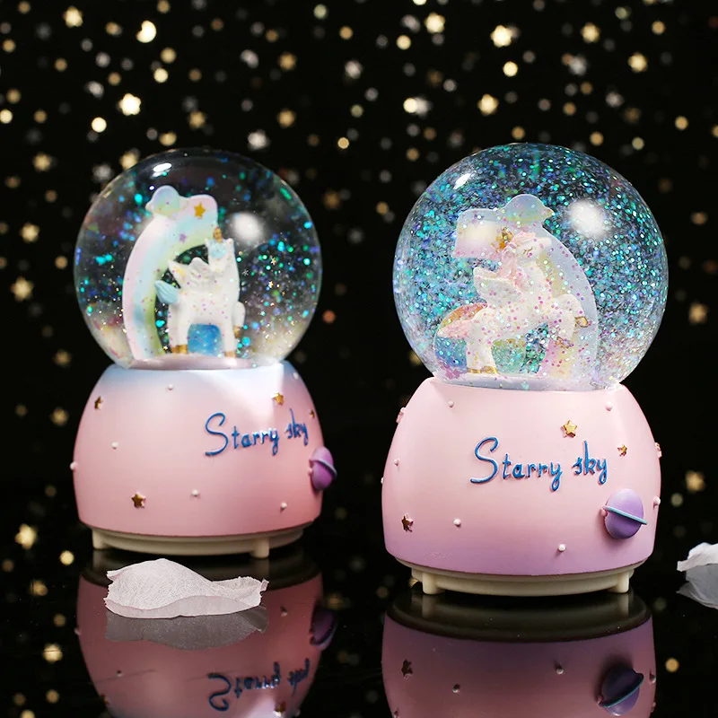 Creative Rotational Snow Ins Girl Heart Unicorn Crystal Ball Music Box Lover Student Home Decoration Gifts 
Creative Rotational Snow Ins Girl Heart Unicorn Crystal Ball Music Box Lover Student Home Decoration Gifts