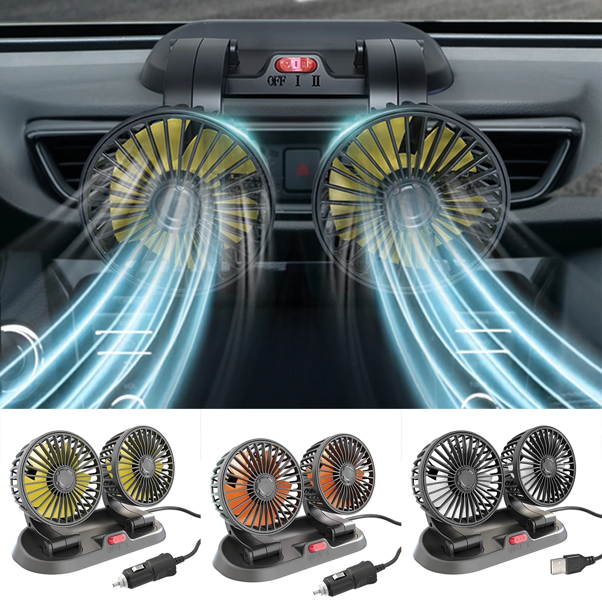new Electric Car Fan Dual Head Automobile Fans 2 Speed Adjustable Car Cooling Fan 360° Rotatable Car Dashboard Fan Portable Car
new Electric Car Fan Dual Head Automobile Fans 2 Speed Adjustable Car Cooling Fan 360° Rotatable Car Dashboard Fan Portable Car