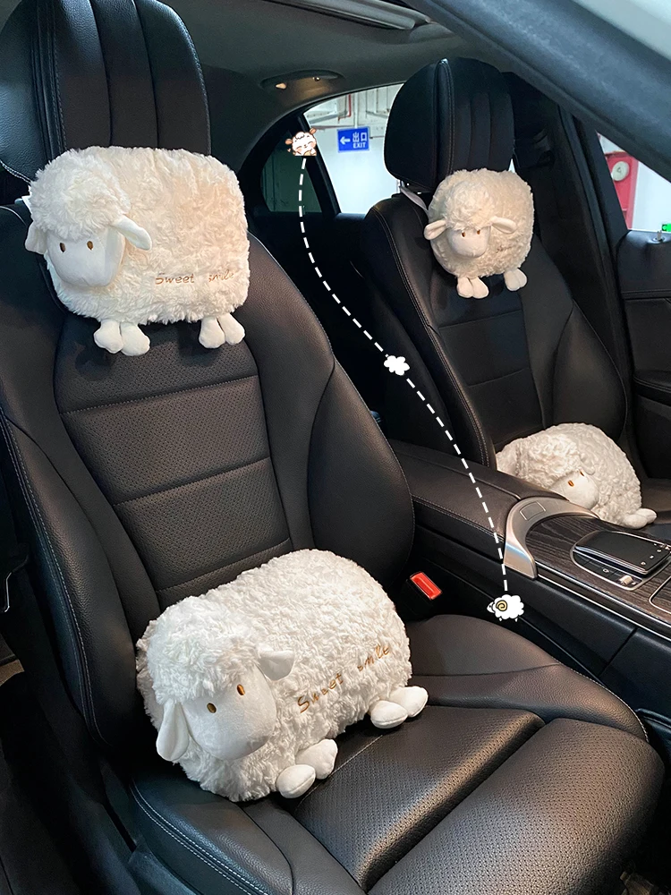 

Four Seasons Universal Cartoon Plush Sheep Cute Car Interior Ornaments Cervical Spine Car Waist Neckpillow