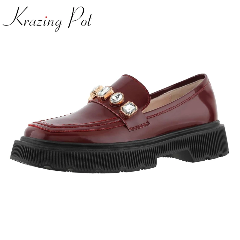 

Туфли Krazing Pot женские из натуральной кожи, брендовые туфли на танкетке с квадратным носком, соломенная Повседневная Базовая обувь на платфор...