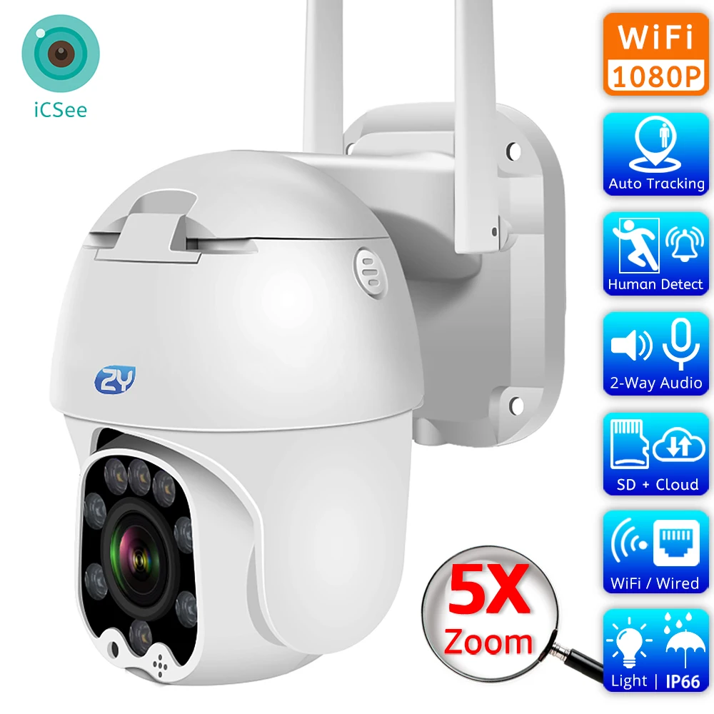 HD 1080P WiFi PTZ Camera Outdoor 5X Optical Zoom Auto Focus Auto Tracking Speed Dome Camera IP CCTV Security Video Surveillance
HD 1080P WiFi PTZ Camera Outdoor 5X Optical Zoom Auto Focus Auto Tracking Speed Dome Camera IP CCTV Security Video Surveillance
