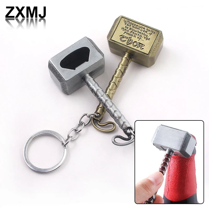 

ZXMJ New Fashion Keychain Creative Beer Bottle Opener Thor's Hammer Keychains for men Bottle Openr Trend Car Key Pendant Jewelry