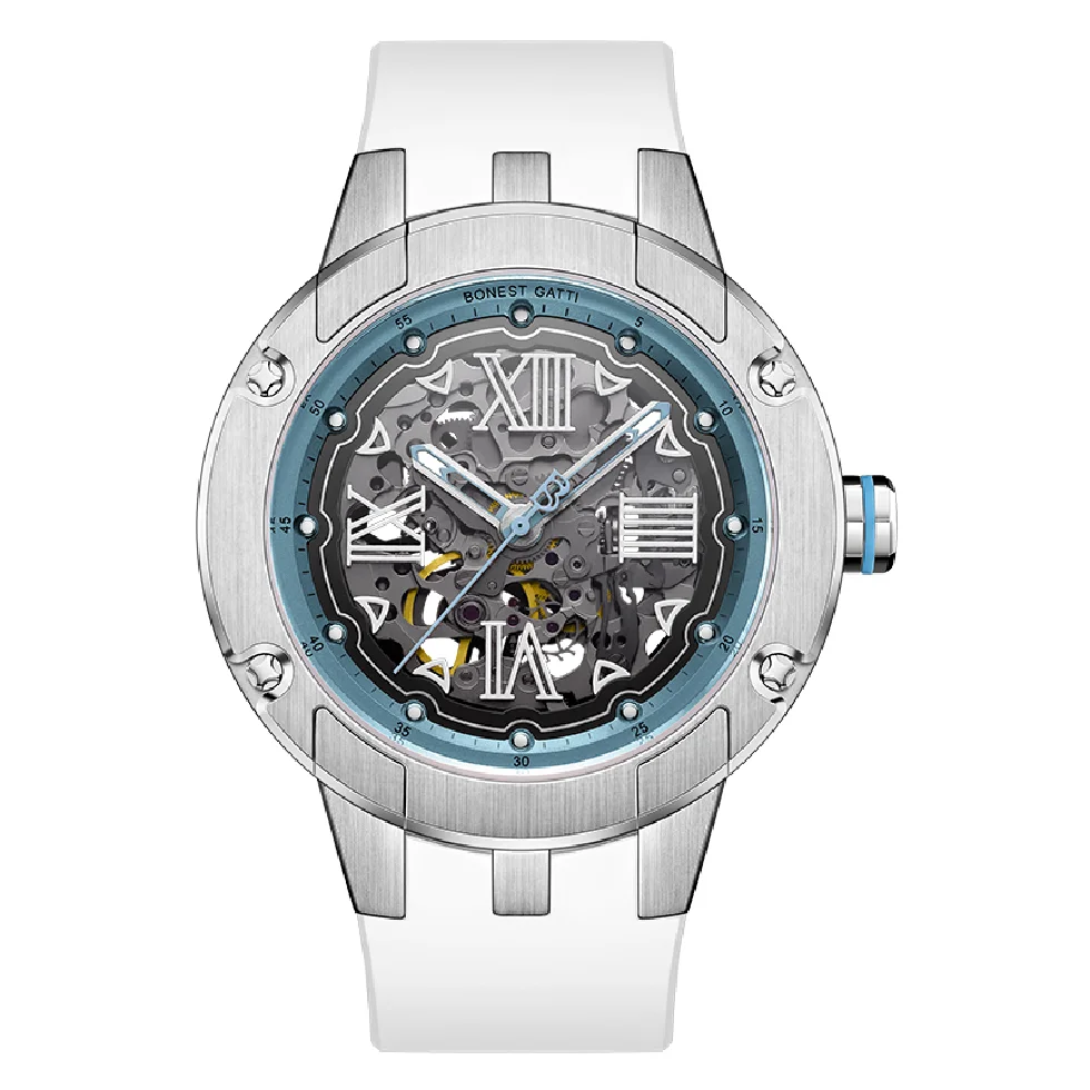 BONEST GATTI Men Automatic Watch Luxury 42MM Mechanical Wristwatch Skeleton 50M Waterproof Sapphire Luminous Fluororubber Strap
BONEST GATTI Men Automatic Watch Luxury 42MM Mechanical Wristwatch Skeleton 50M Waterproof Sapphire Luminous Fluororubber Strap