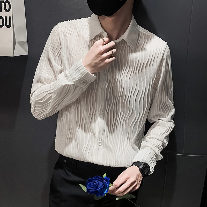 2022 Spring Solid Color Men Shirts Korean Casual Shirt Business Formal Dress Shirt Social Party Blouse Streetwear Chemise Homme
2022 Spring Solid Color Men Shirts Korean Casual Shirt Business Formal Dress Shirt Social Party Blouse Streetwear Chemise Homme