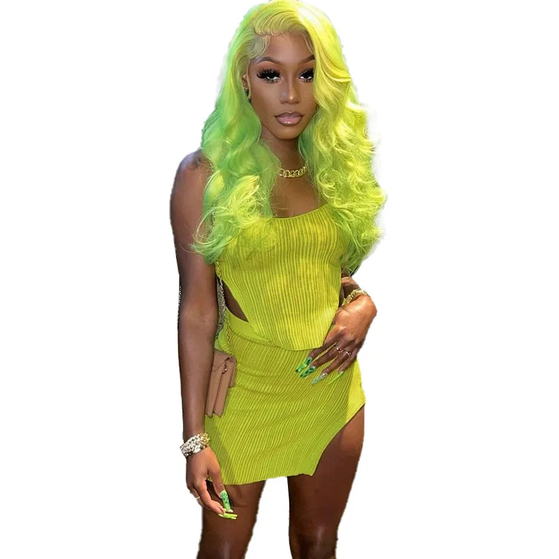 Summer new street shooting women's slings exposed navel vest high waist bag hip split skirt suit female free shipping 
Summer new street shooting women's slings exposed navel vest high waist bag hip split skirt suit female free shipping