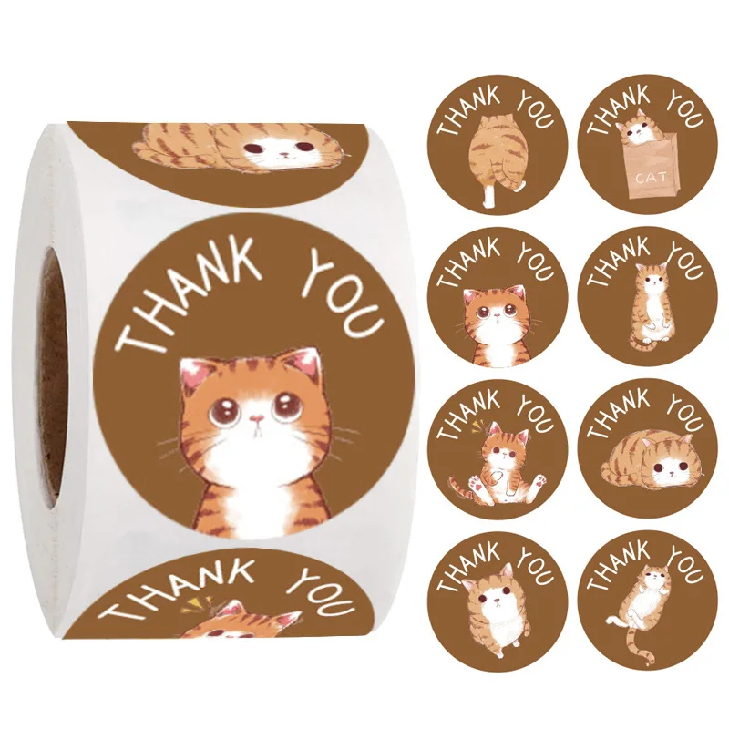 500PCS Cute Cartoon Cat Thank You Gift Sealing Sticker Circular Envelope Self-adhesive Label Craft s
500PCS Cute Cartoon Cat Thank You Gift Sealing Sticker Circular Envelope Self-adhesive Label Craft s