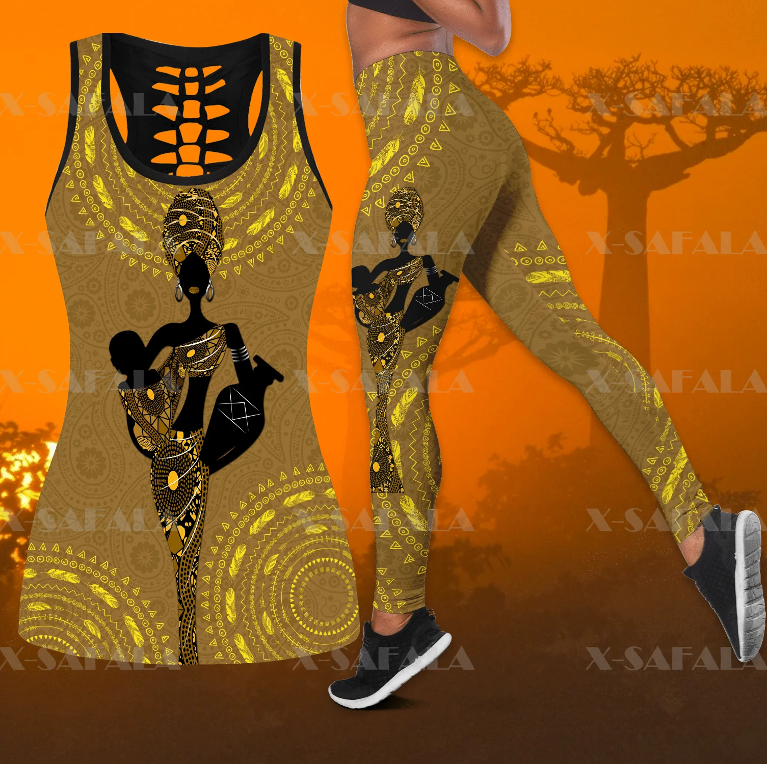 African Art Africa African Woman Two Piece Yoga Set Women 3D Print Hollow Out Tank Top High Waist Legging Summer Casual Sport-3
African Art Africa African Woman Two Piece Yoga Set Women 3D Print Hollow Out Tank Top High Waist Legging Summer Casual Sport-3
