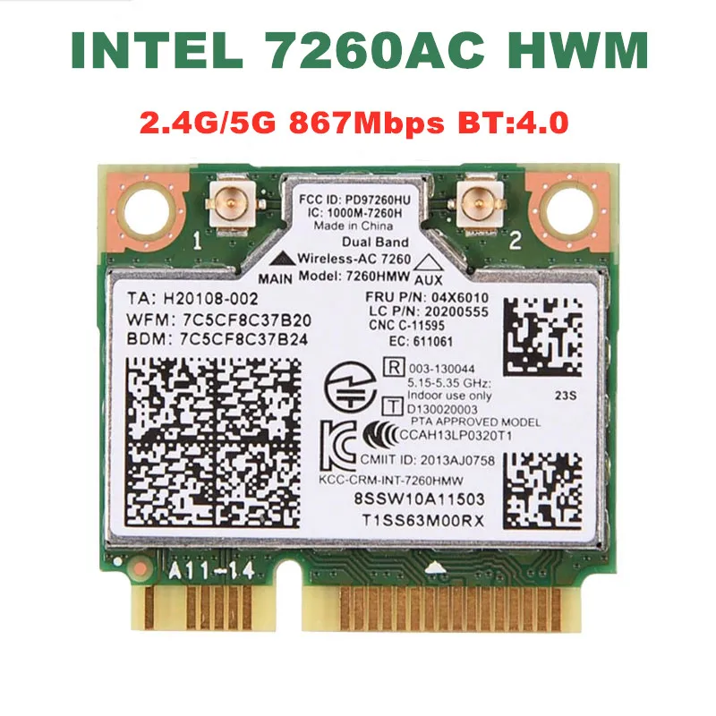 Двухдиапазонный беспроводной Intel 7260AC 7260HMW 802.11ac 2,4/5G 867 Мбит/с Mini PCI-E Wifi BT4.0 карта 867M для Lenovo IBM Thinkpad 04X6090
Двухдиапазонный беспроводной Intel 7260AC 7260HMW 802.11ac 2,4/5G 867 Мбит/с Mini PCI-E Wifi BT4.0 карта 867M для Lenovo IBM Thinkpad 04X6090