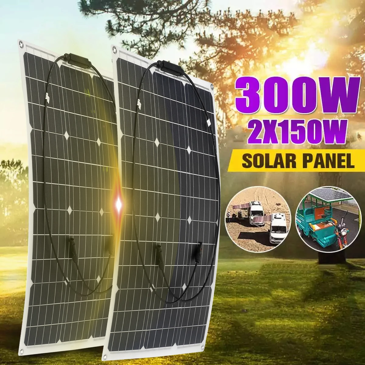150W/300W Solar Panel 18V Semi-flexible Monocrystalline Solar Cell DIY Cable Waterproof Outdoor Car RV Rechargeable Power System
150W/300W Solar Panel 18V Semi-flexible Monocrystalline Solar Cell DIY Cable Waterproof Outdoor Car RV Rechargeable Power System