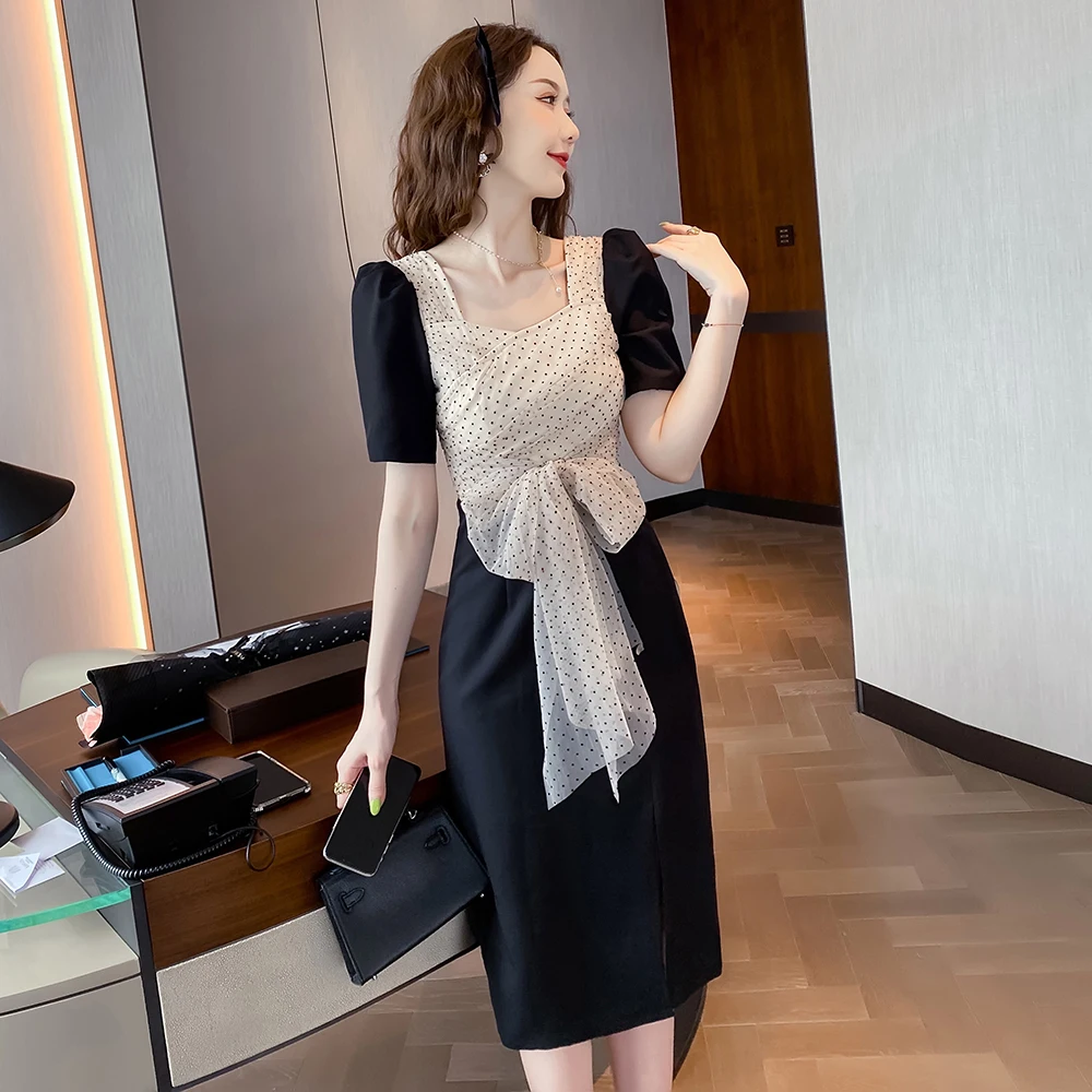 COIGARSAM Women One Piece Korea Dress Summer New Polka Dot Mesh Belt Black Dresses Dropshipping
COIGARSAM Women One Piece Korea Dress Summer New Polka Dot Mesh Belt Black Dresses Dropshipping