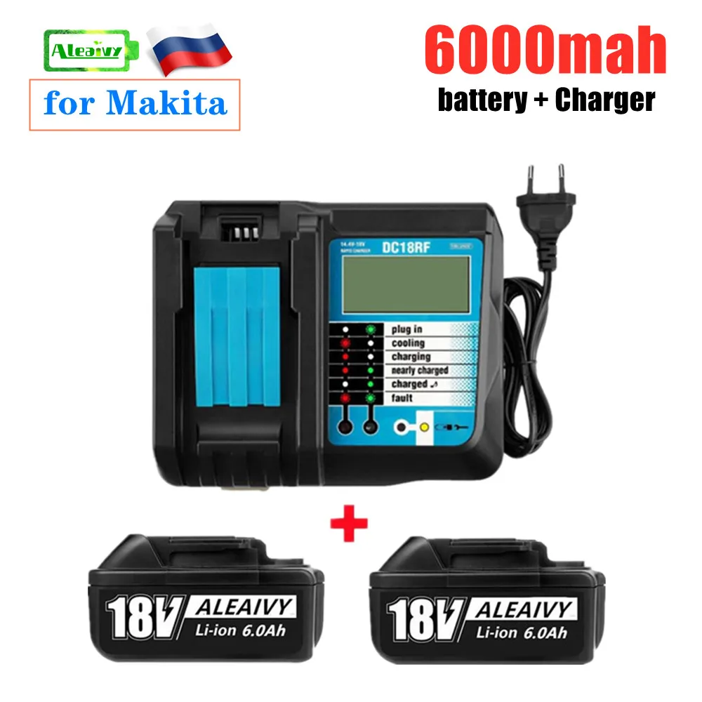 18V 6Ah Rechargeable Battery 6000mah Li-Ion Battery Replacement Power Battery for Makita BL1880 BL1860 BL1830 battery+4A Charger
18V 6Ah Rechargeable Battery 6000mah Li-Ion Battery Replacement Power Battery for Makita BL1880 BL1860 BL1830 battery+4A Charger