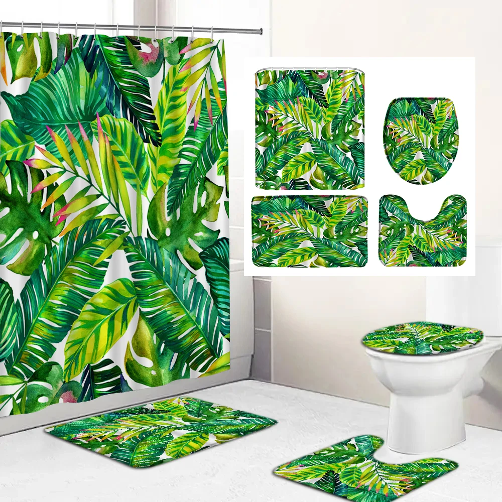 Tropical Green Plant Leaf Palm Printing Shower Curtains Bathroom Curtain Anti-slip Bath Mat Set Toilet Rugs Carpet Home Decor
Tropical Green Plant Leaf Palm Printing Shower Curtains Bathroom Curtain Anti-slip Bath Mat Set Toilet Rugs Carpet Home Decor