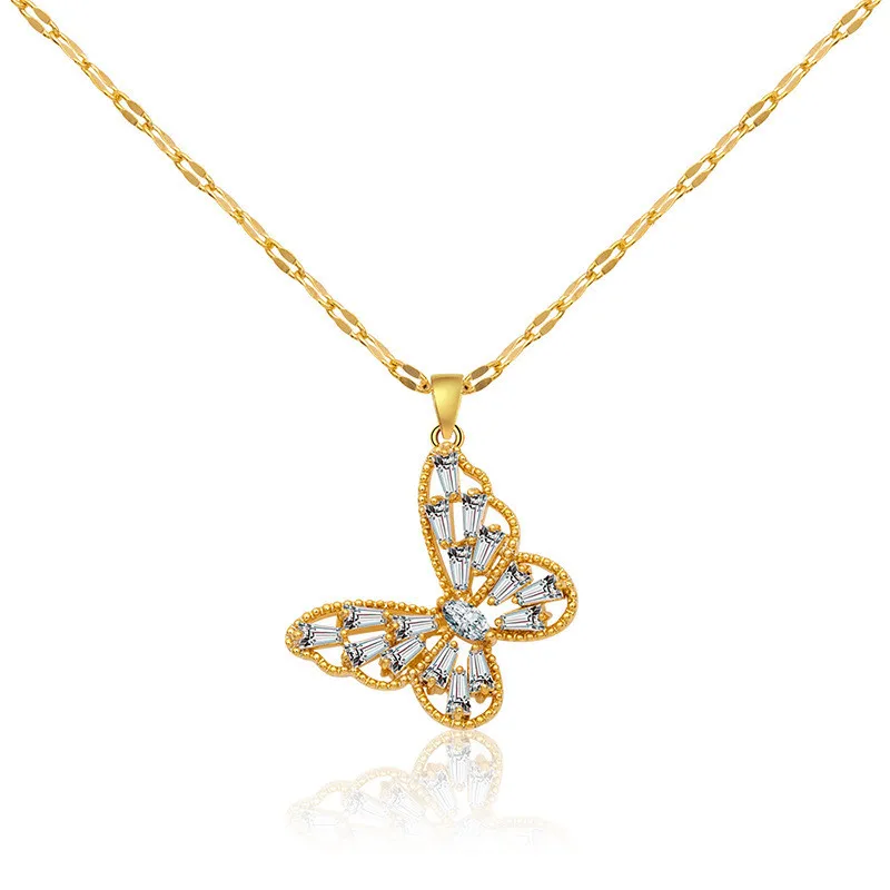 316L Stainless Steel Full Inlaid Zircon Hollow Butterfly Necklace Copper Insect Animal Pendant Women's Jewelr
316L Stainless Steel Full Inlaid Zircon Hollow Butterfly Necklace Copper Insect Animal Pendant Women's Jewelr