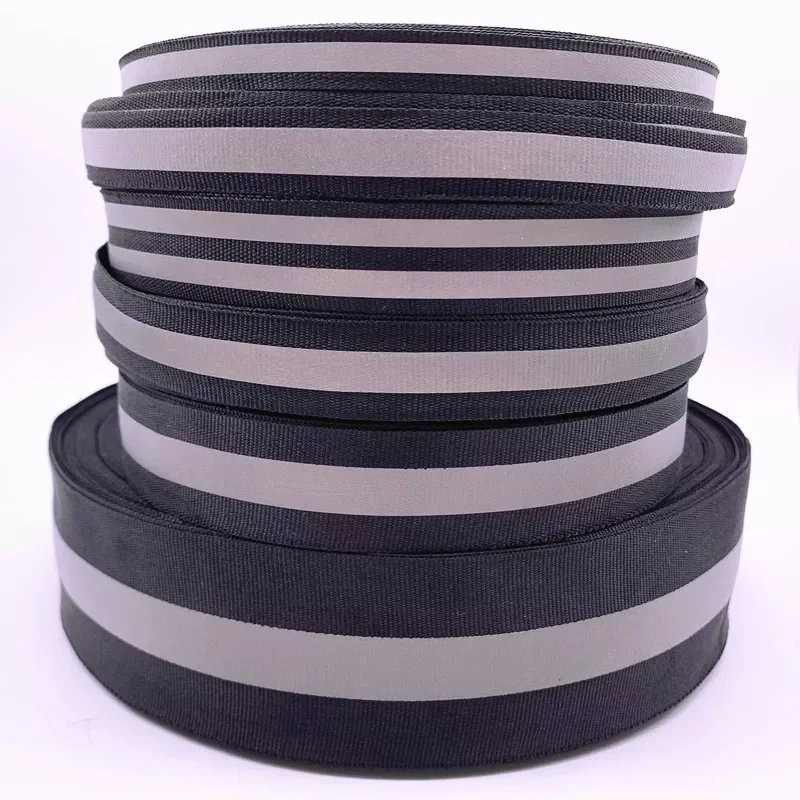 

Yards 10mm 15mm 20mm 25mm 50mm Black Safety Silver Reflective Sew on Fabric Tape Strap Vest Webbing