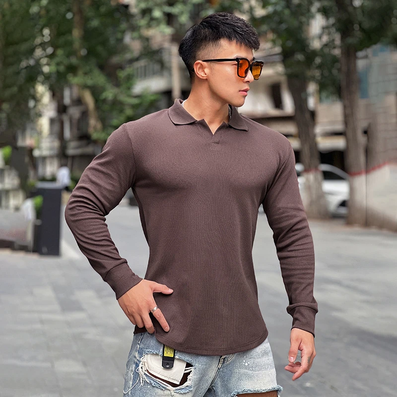 Men Tee Shirt V-neck Turndown Collar Long Sleeve Elastic Cotton Tee&Tops Stylish T-shirt 2022 Autumn Casual Solid Male Clothing
Men Tee Shirt V-neck Turndown Collar Long Sleeve Elastic Cotton Tee&Tops Stylish T-shirt 2022 Autumn Casual Solid Male Clothing