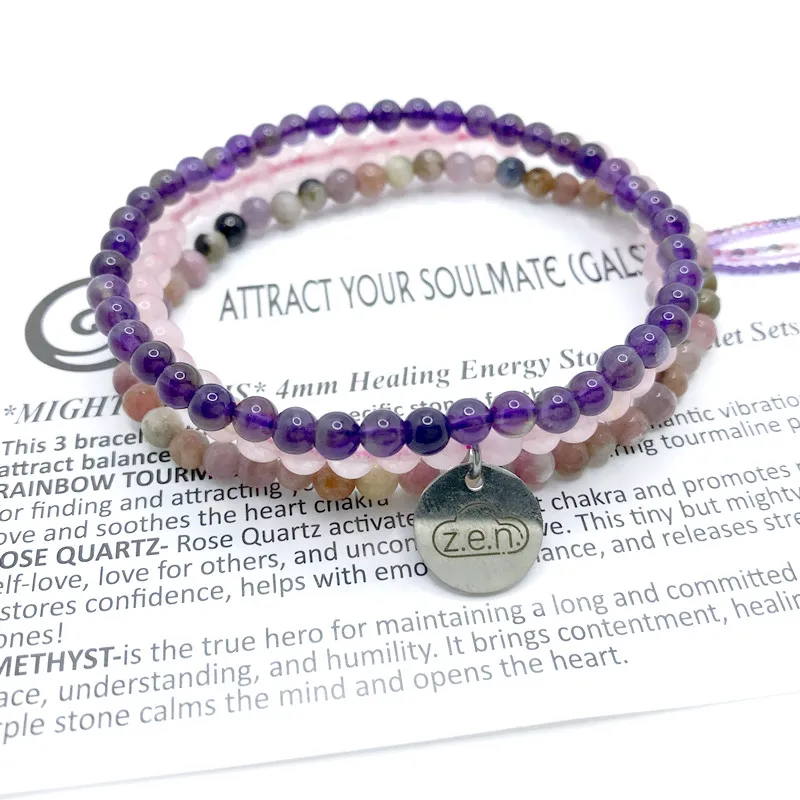 3pcs/set 4mm Healing Energy Stone Women Pendant Purple Amethysts Tourmaline Rose Quartzs Bead Bracelets 
3pcs/set 4mm Healing Energy Stone Women Pendant Purple Amethysts Tourmaline Rose Quartzs Bead Bracelets