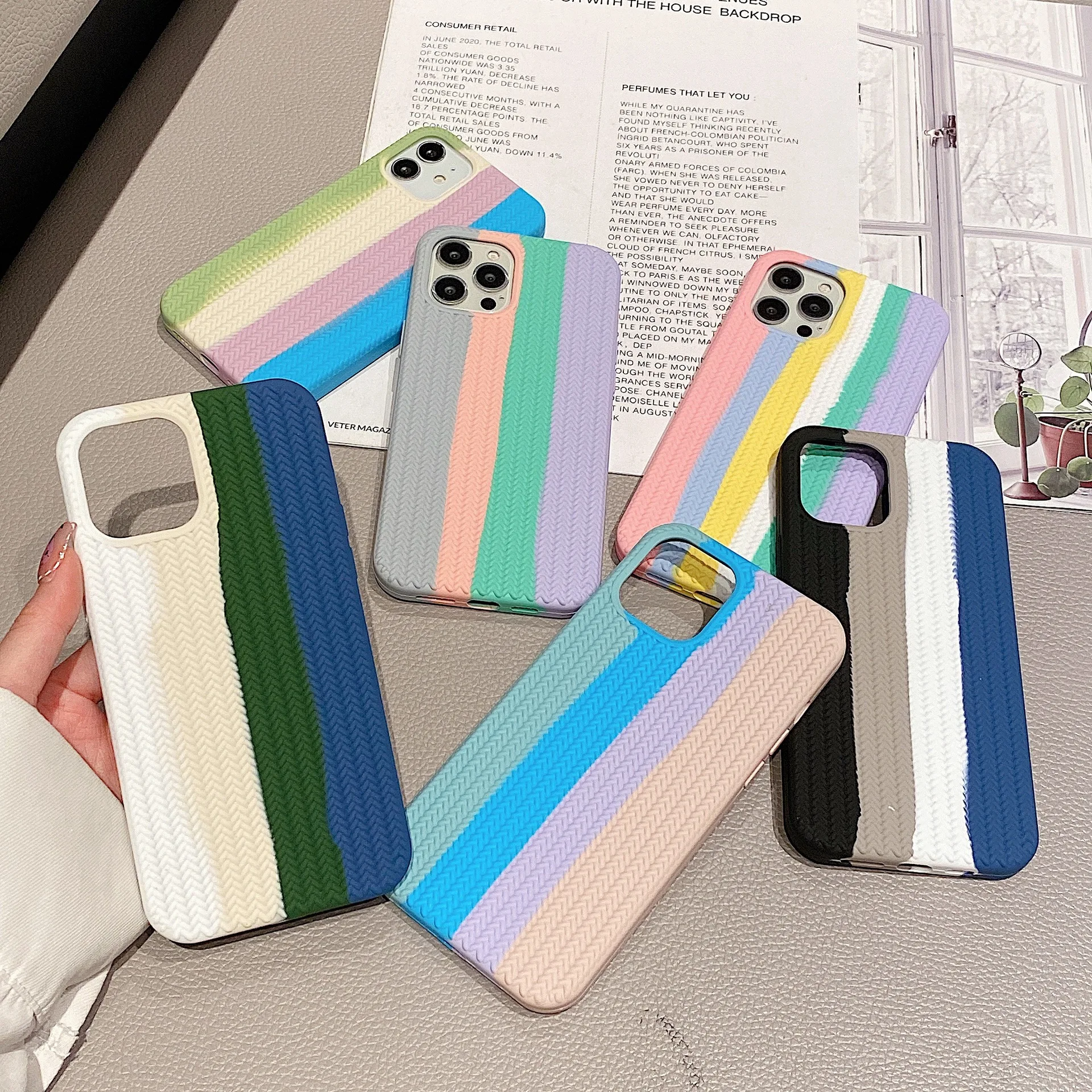 ECHOME iPhone 14 Case 13 Pro Max Cover Woven Pattern Non-Slip Shell Fashion Phone Case Rainbow Silicone Shockproof Luxury Cover
ECHOME iPhone 14 Case 13 Pro Max Cover Woven Pattern Non-Slip Shell Fashion Phone Case Rainbow Silicone Shockproof Luxury Cover