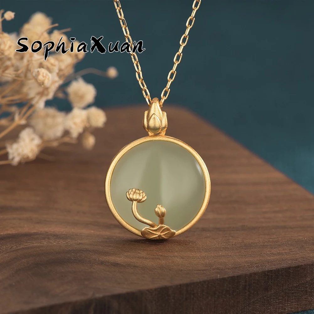 SophiaXuan Gilded Geometric Agate Lotus Flower Pendant Necklace Gold Color Ingot Copper Coins Stone Necklaces For Women Gifts
SophiaXuan Gilded Geometric Agate Lotus Flower Pendant Necklace Gold Color Ingot Copper Coins Stone Necklaces For Women Gifts