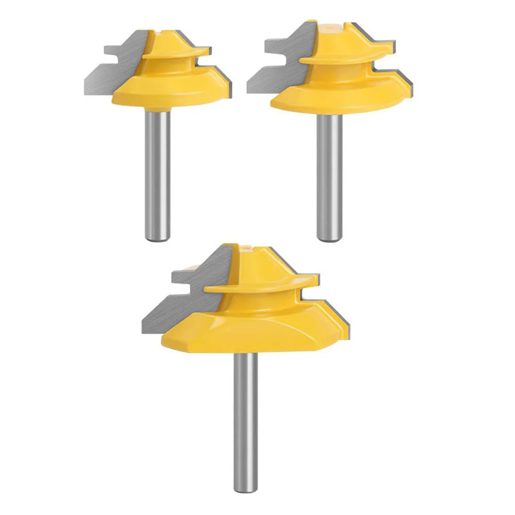 3pcs 1/2 Shank 45 Degree Lock Miter Router Bit Tenon Milling Cutter Template Pattern Router Bit For Trimming Machine Woodworking
3pcs 1/2 Shank 45 Degree Lock Miter Router Bit Tenon Milling Cutter Template Pattern Router Bit For Trimming Machine Woodworking