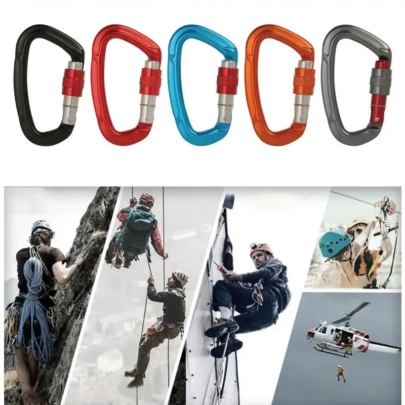 New Professional Climbing Carabiner D Shape Mountaineering Buckle Hook 12KN Safety Lock Outdoor Climbing Equipment Accessory 
New Professional Climbing Carabiner D Shape Mountaineering Buckle Hook 12KN Safety Lock Outdoor Climbing Equipment Accessory