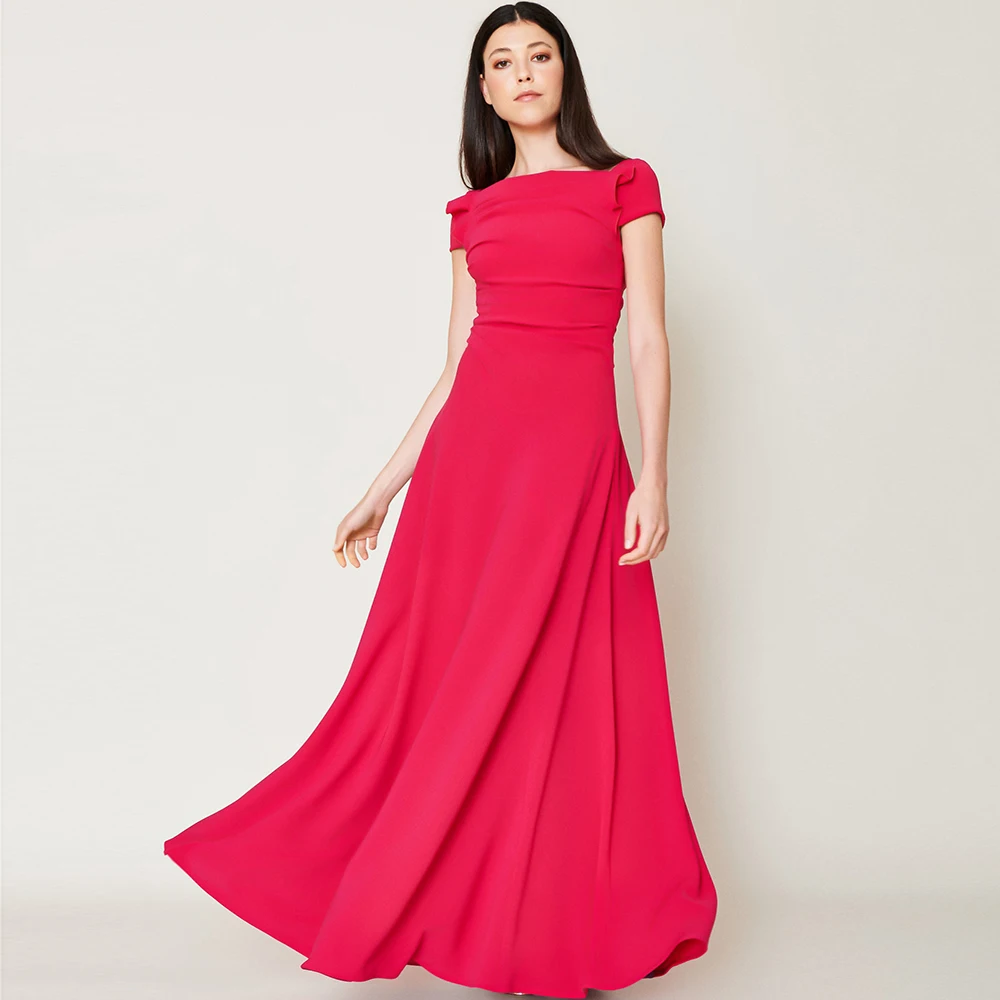 Celebrity Ruby Red Chiffon Long Evening Dresses Elegant for Wedding Cap Sleeve Bateau Neck Sheath OEM Graduation Party Prom
Celebrity Ruby Red Chiffon Long Evening Dresses Elegant for Wedding Cap Sleeve Bateau Neck Sheath OEM Graduation Party Prom