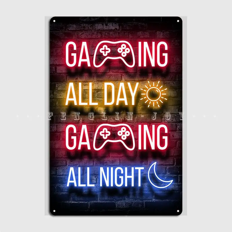 Gaming All Day All Night Metal Sign Club Party Kitchen Retro Garage Decoration Tin Sign Poster
Gaming All Day All Night Metal Sign Club Party Kitchen Retro Garage Decoration Tin Sign Poster