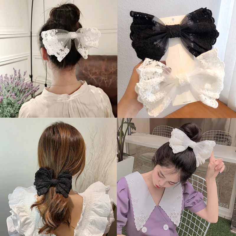 Spring and Summer New Black and White Lace Bow Hairpin Women's Head Clip Headdress
Spring and Summer New Black and White Lace Bow Hairpin Women's Head Clip Headdress