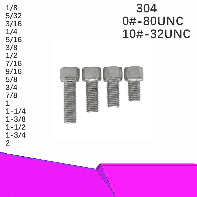 20pieces 0#-80 10#-32 UNF Stainless Steel 304 American Fine Tooth Cylindrical Head Hexagon Socket Screw Machine Screw Bolt
20pieces 0#-80 10#-32 UNF Stainless Steel 304 American Fine Tooth Cylindrical Head Hexagon Socket Screw Machine Screw Bolt
