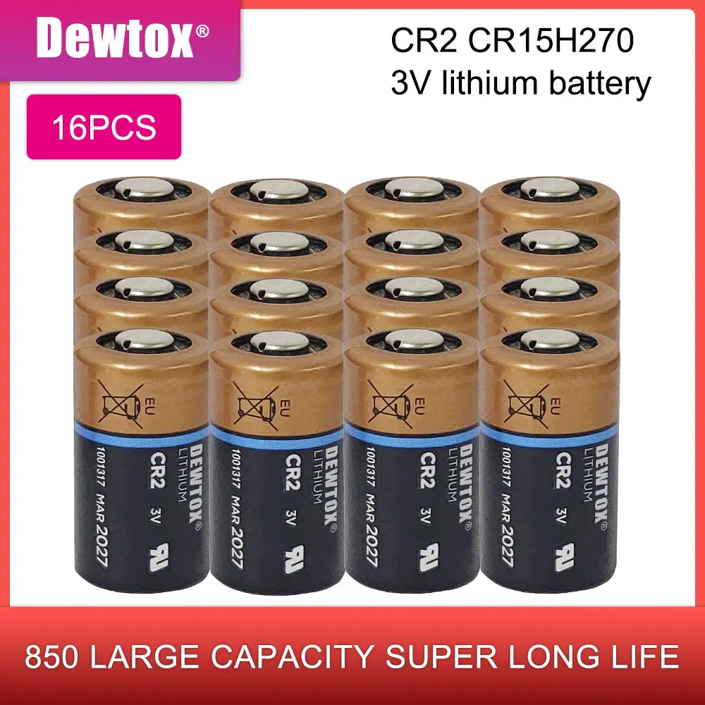 16 шт., литиевая батарея DEWTOX 3 в 850 мАч CR2 CR15H270 CR15266 CR2 для фонарика, дальномер, счетчик воды, первичная сухая батарея
16 шт., литиевая батарея DEWTOX 3 в 850 мАч CR2 CR15H270 CR15266 CR2 для фонарика, дальномер, счетчик воды, первичная сухая батарея