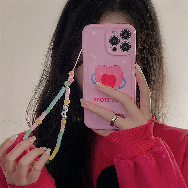 Heart Chaim Case for iPhone 12 11 13 Pro Max XR X XS Cute Rainbow Candy Beads Strap Holder Cover For iPhone 7 8 Plus Accessory
Heart Chaim Case for iPhone 12 11 13 Pro Max XR X XS Cute Rainbow Candy Beads Strap Holder Cover For iPhone 7 8 Plus Accessory
